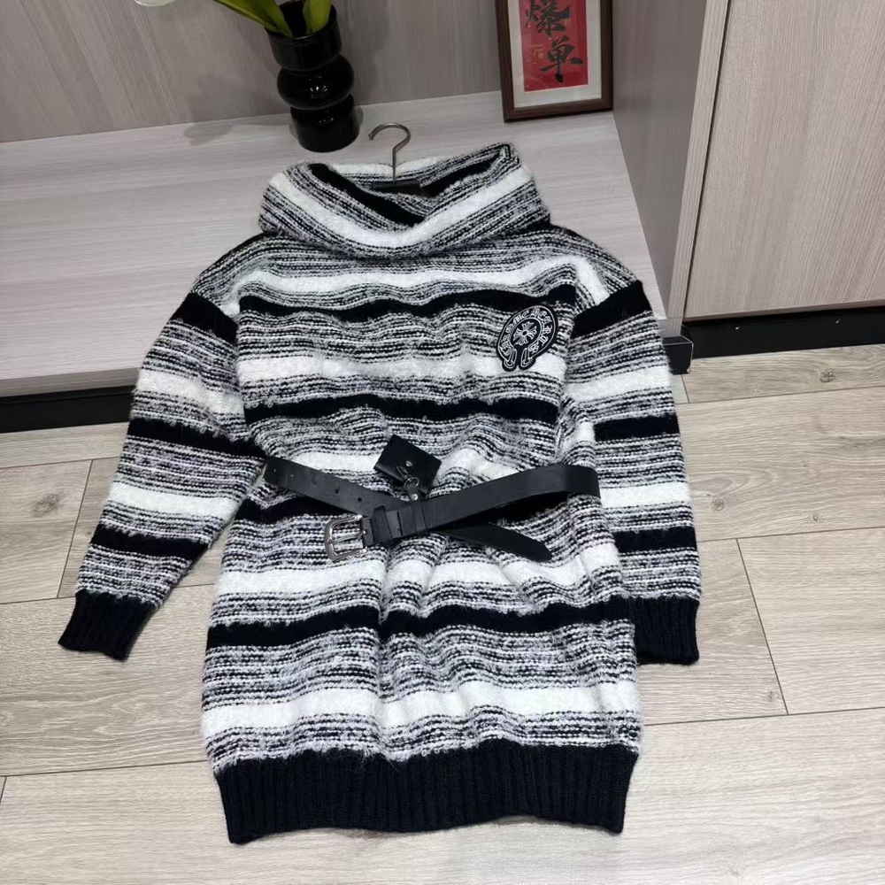 Chrome Hearts embroidered one-shoulder striped dress
